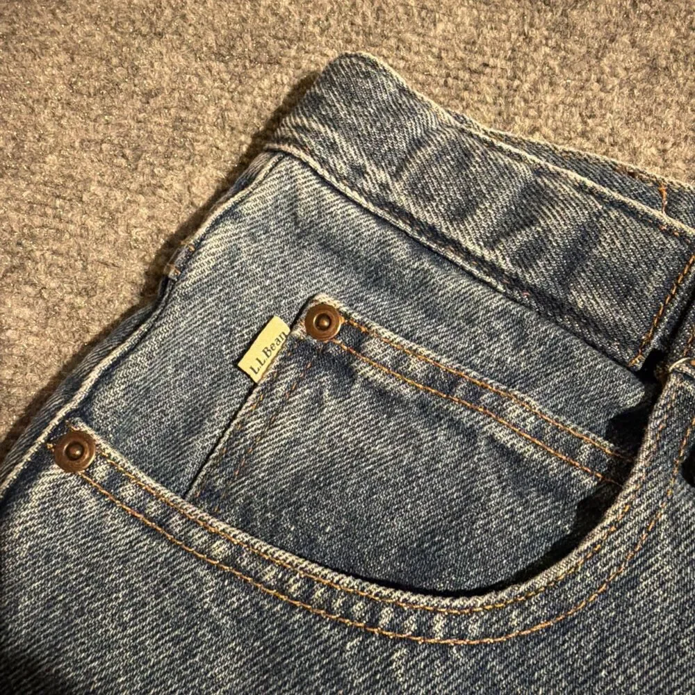 Vintage L.L. Bean Denim Jeans Mens Size 46x29 Blue Straight Cotton Made Mexico